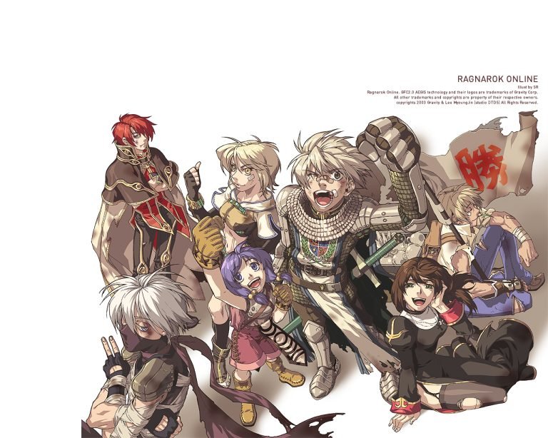Personagens clássicos de Ragnarok Online em arte oficial do jogo